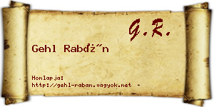 Gehl Rabán névjegykártya